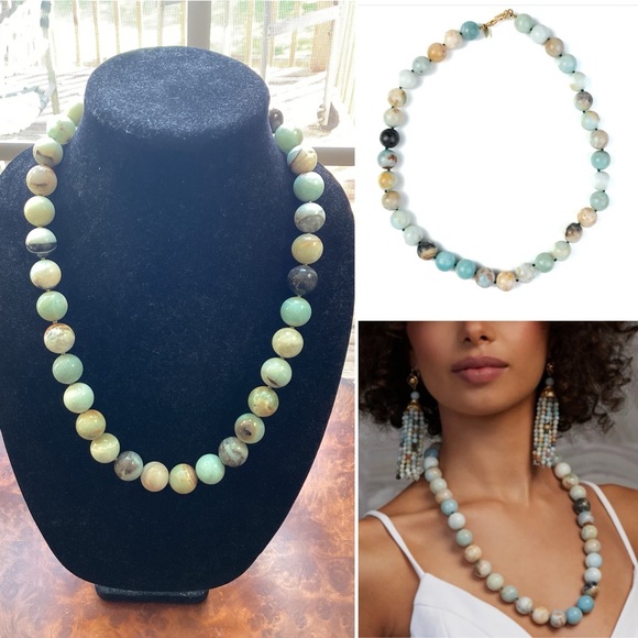 Kenneth Lane Amazonite Beaded Gold Hook Necklace - Picture 4 of 9